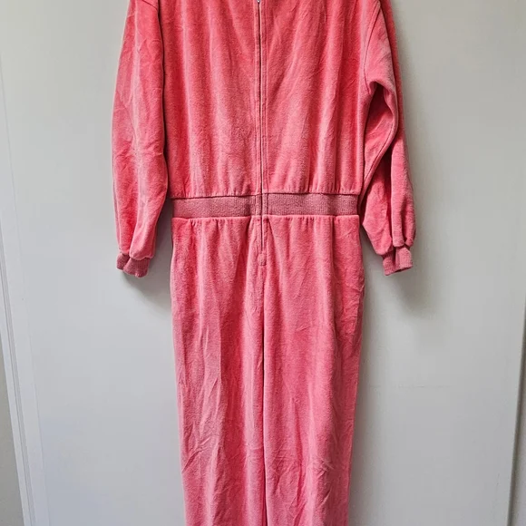 Vintage 1970’s Peach Velour Jumpsuit Size Medium - Picture 3 of 5